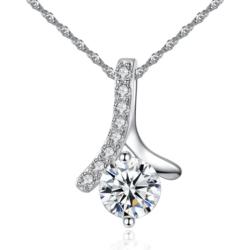 Korea Style 925 Sterling Silver Plated Pave Cubic Zirconia Single Diamond Pendant Necklace
Korea Style 925 Sterling Silver Plated Pave Cubic Zirconia Single Diamond Pendant Necklace