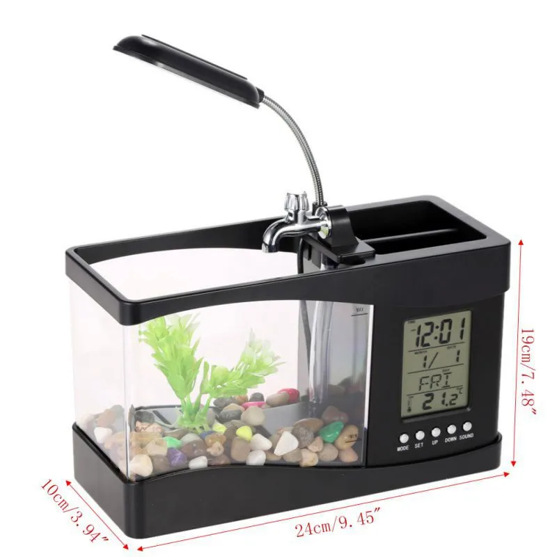 Uchome For Office Gift Fish Tank Plastic Usb Mini Desk Aquarium