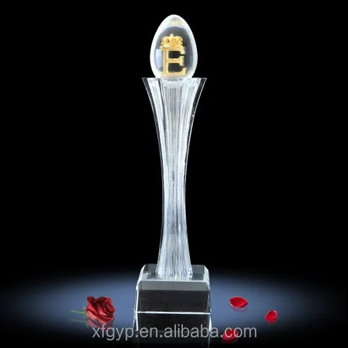 Alto pageant coroa de ouro troféu de cristal de chumbo Completa no Folk artesanato