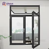 Hurricane proof double glazed aluminum casement window with mosquito net screen