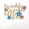Custom Cake Topper Twinkle Twinkle Little Star Premium quality Gold Glitter With Pink And Blue Stars