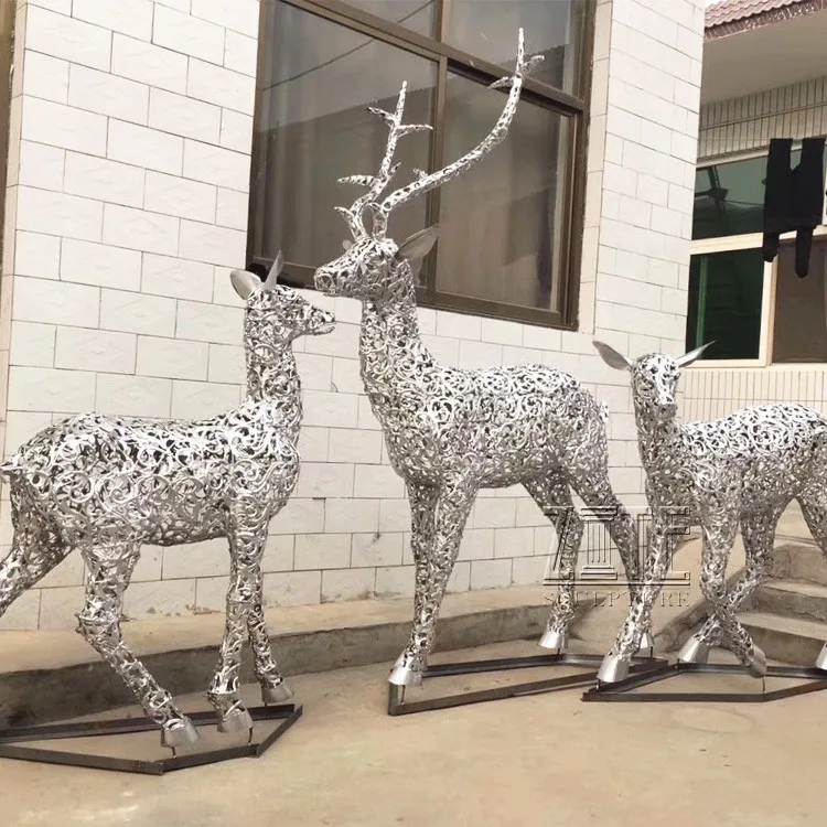 Özel sanat el sanatları paslanmaz çelik hayvan heykeli metal tel heykel