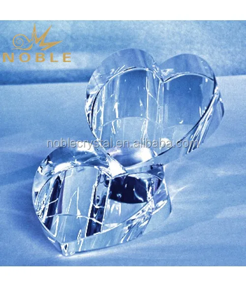 double crystal heart shape gift blank crystal paperweight