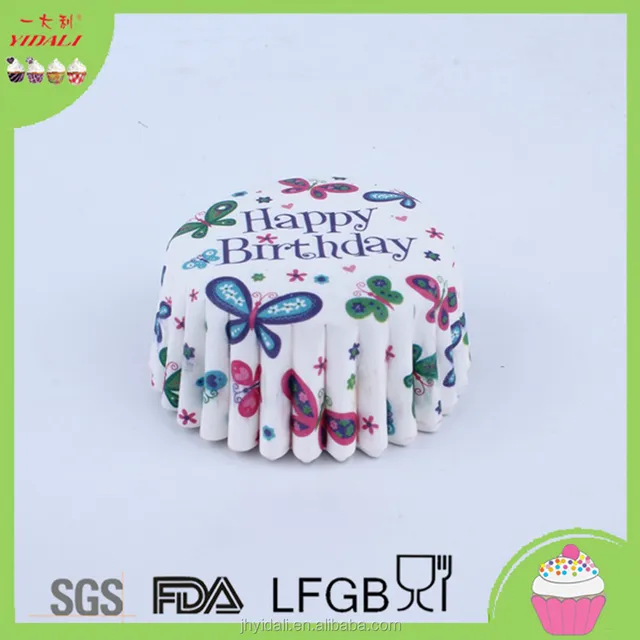 happy birthday party set of paper cake cup cases and picks