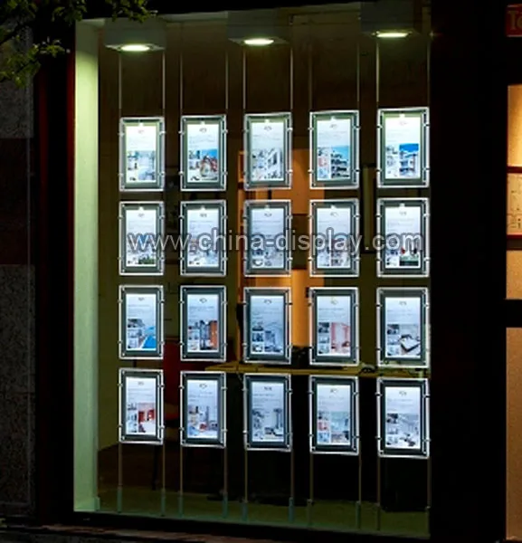 Transparency led display real estate agent window hanging acrylic light box sign