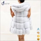 New arrival OEM Service high quality fashion genuine fox fur women hoodie vest for sale