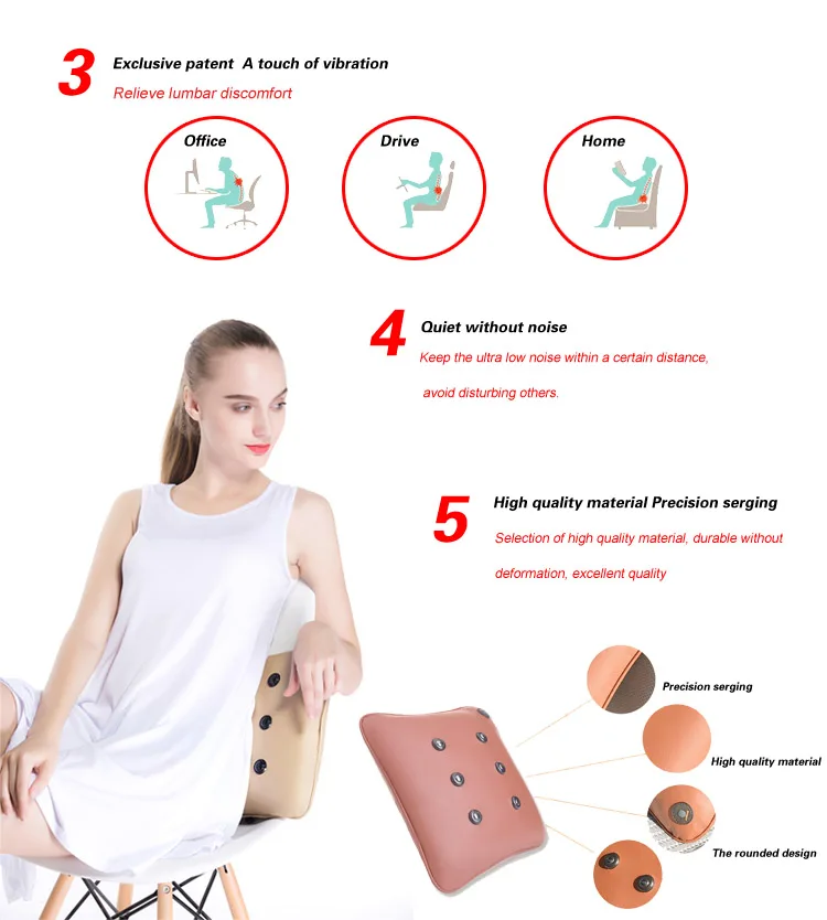 easy to use car seat pillow vibration massage ch