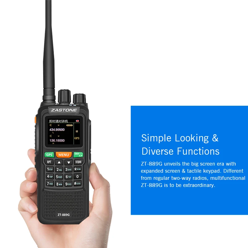 Zt889g Gps Walkie Talkie 10w 999ch 3000mah Uhf/vhf Two Way Radio Gps
