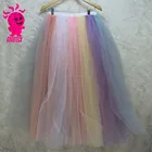 Factory direct summer new long rainbow tutu skirts women lady girl tulle tutu Skirts designer girls long skirts