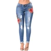 In Stock Wholesale ODM Embroidery Ripped Ladies Buy Jeans in Bulk