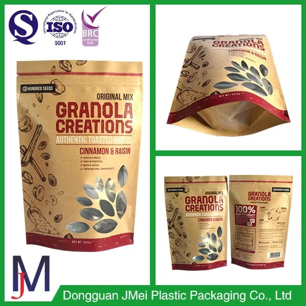 high quality colorful printing stand up kraft paper zip lock