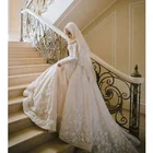 Saudi Arabic Muslim Wedding Dress Bridal Gown With Hijab