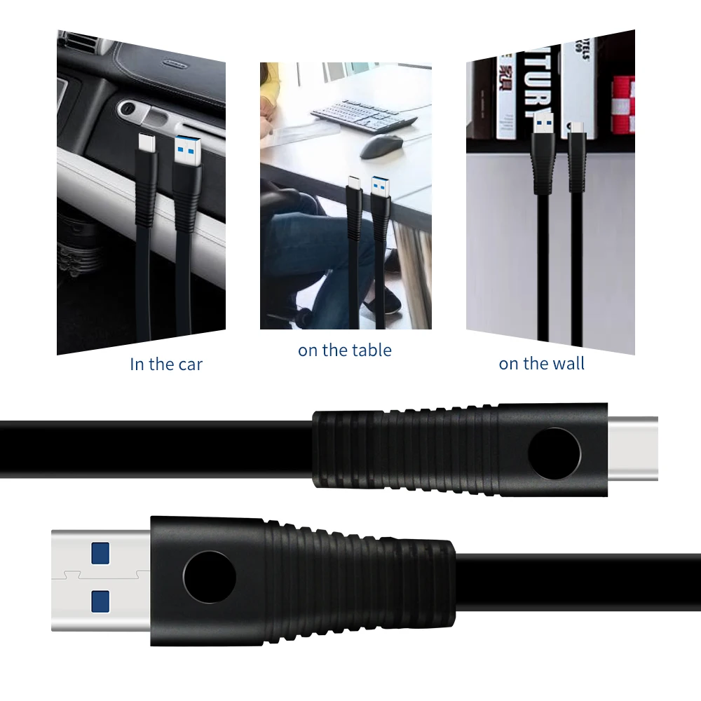 Big discounts stock wholesale Noodle type flat usb c to 3.0A magnetic charging cable - ANKUX.COM