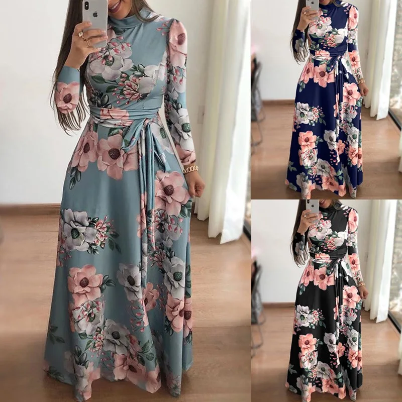 or11017h Europe new slim clothes women long sleeve printed dresses long dress, Black,blue,green
or11017h Europe new slim clothes women long sleeve printed dresses long dress, Black,blue,green