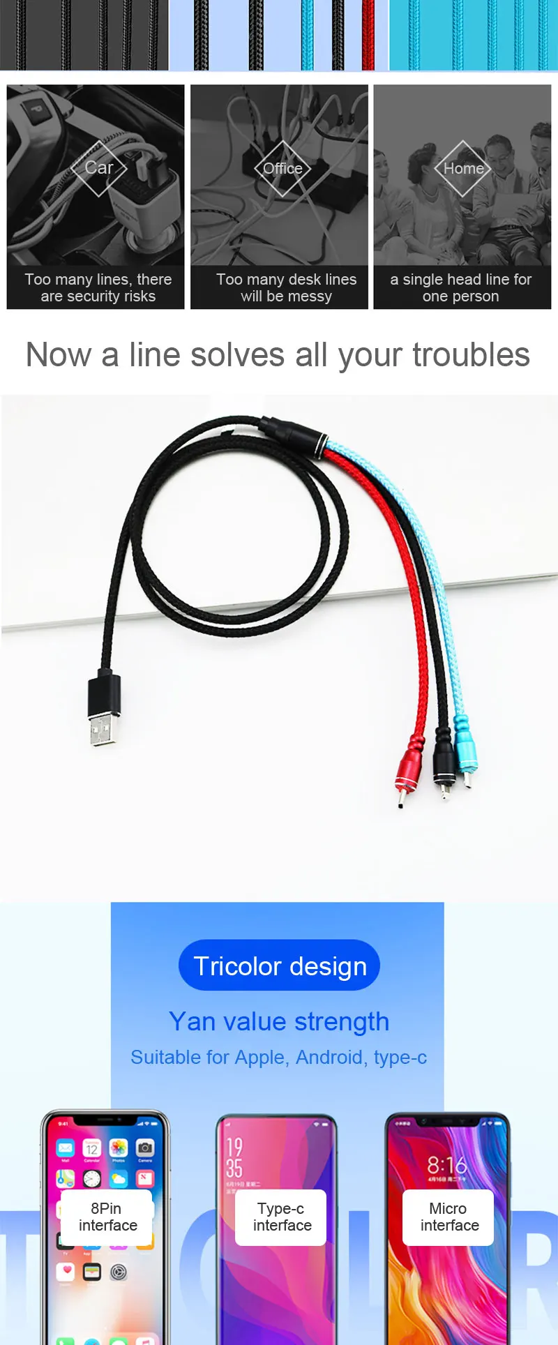 NEW Micro USB Cable For Samsung Android X XS Mobile Phone Fast Charging USB Type C Cable Charger Wire Cord - ANKUX.COM