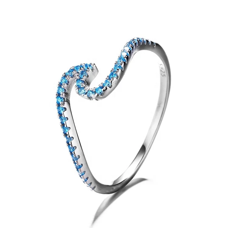 

Wholesale ocean surf ring CZ jewelry, value 925 Sterling silver wave ring, As customer request