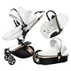 2019 Aluminum Eco-friendly leather cover en1888 Travel Luxury baby stroller 3 in 1 for 0-3Year baby TS69