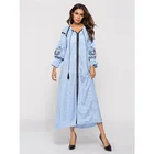2019 New design personalized embroidery patch blue robe collar Muslim woman Dress Dubai islamic clothing abaya jilbab