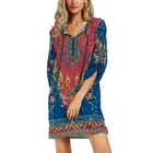 OEM Bulk Wholesale Women Bohemian Vintage Style Printed Boho Summer Casual Ethnic Dress