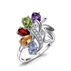 JewelryPalace Butterfly 2.4ct Genuine Gemstone Ring Amethyst Garnet Peridot Citrine Blue Topaz Cocktail Ring 925 Sterling silver