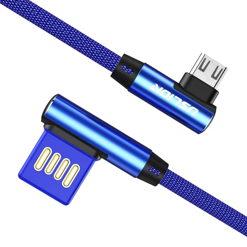 

USLION 1M 2.1A Micro USB Double Elbow USB Cable Data Transfer Charge Cable, Black;blue;red