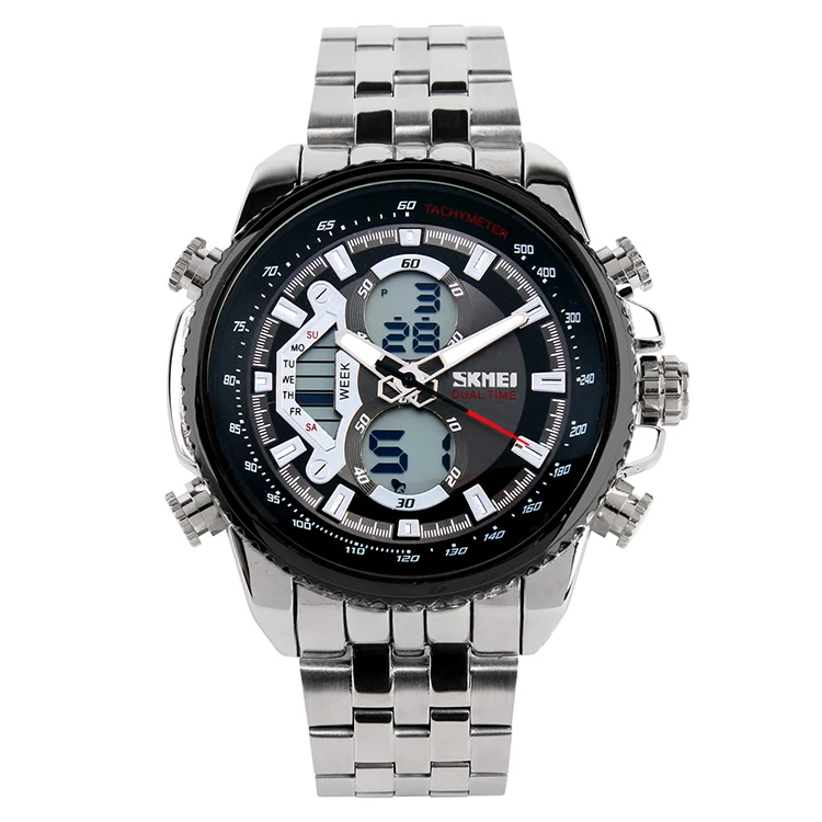 

SKMEI 0993 luxy waterproof digital pebble chain black color wrist mens stainless steel watch
