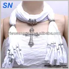 Antique Charm Diamond decorated Cross Pendant Necklace Scarf