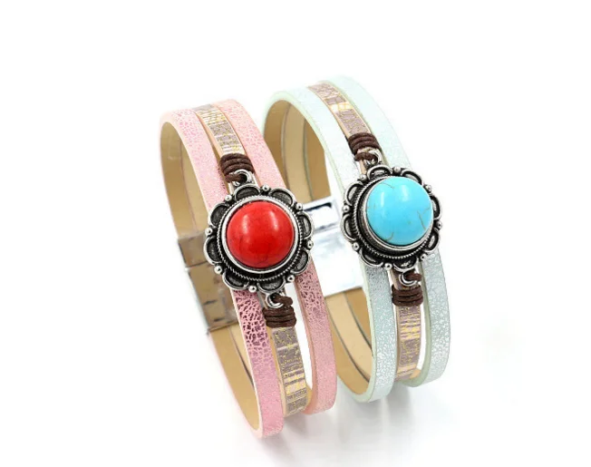  fashion lock charm two wrap faux leather bracelets magnetic closure  leather bracelet custom metal charm couple bracelets.png