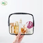 Hot sale pvc vinyl stitching gold PU top clear pvc pouch with zipper and handle