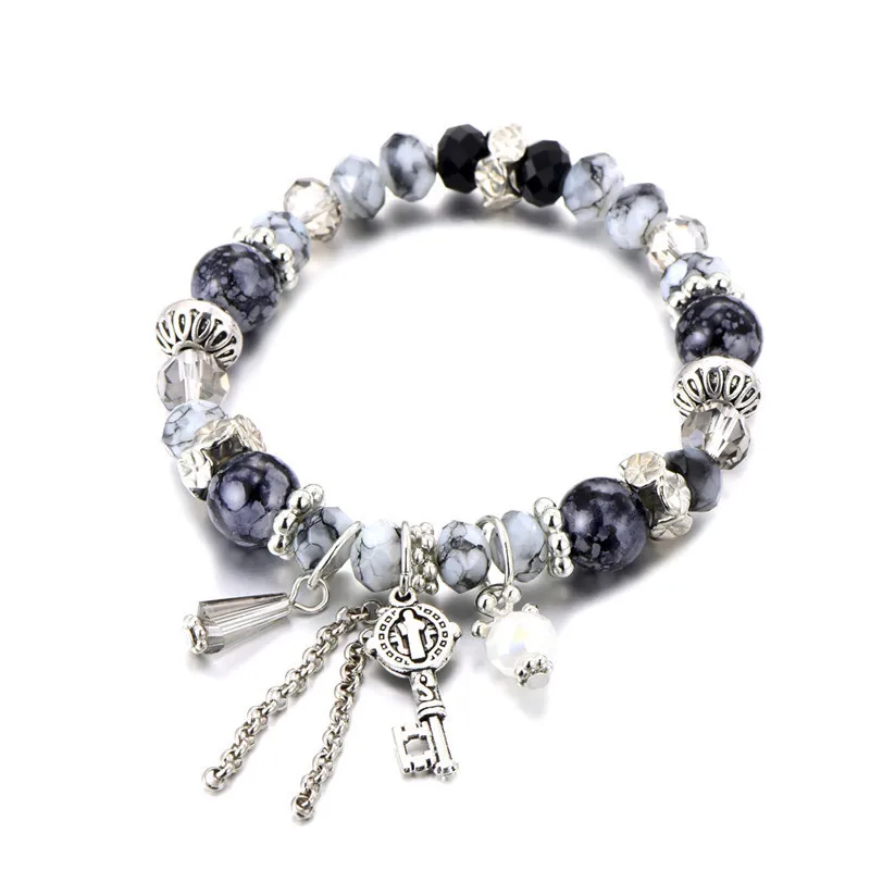 European DIY Retro Alloy Key Charm Bracelet Crystal Rhinestone Bead Elastic Bracelet For Women, Picture shows
European DIY Retro Alloy Key Charm Bracelet Crystal Rhinestone Bead Elastic Bracelet For Women, Picture shows