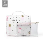 P.Travel Printed Waterproof Polyester Women Travel Cosmetic Makeup Organizer Hanging Toiletry Bag
