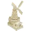 World Famous Buildings Mechanical Dutch Windmill 3D Wooden Puzzles DIY Assembly Constructor Kit Toy for Kids Teens Adults