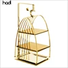 Unique buffet equipment stainless steel luxury decorative 3 tiered gold cupcake wedding high tea birdcage cake stand