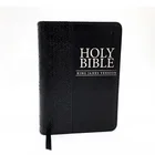 Black Bible Bible Black Custom Silver Foil Hard Cover Bound Black Pu Leather Mini Pocket KJV Holy Bible Printing