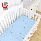 Feather printed cotton girl baby bedding baby crib sheet custom