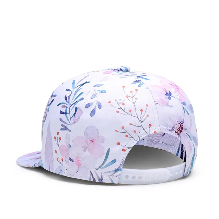 2017 new fashion flat brim custom print  floral snapback cap hat 