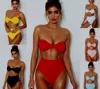 Private Label 2019 Hot Sale Solid Two Piece Off Shoulder High Waist Sexy Bikini Swimwear