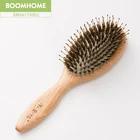 Denman wooden logo boar bristle brush hair brush rubber bristle custom hair brush straightener comb