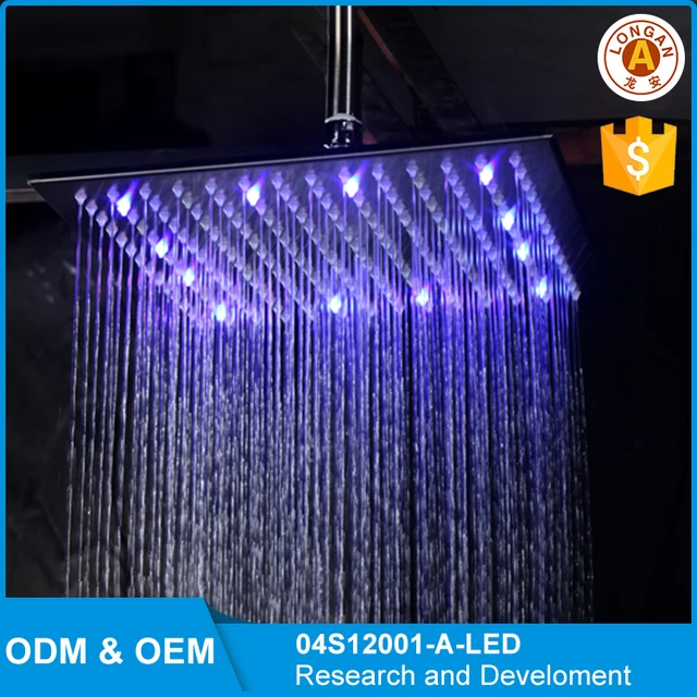 Factory supplier 12 inch Square LED Waterfall Shower Head