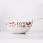 1500ml eco-friendly bamboo salad bowls set tableware bowls with spoon and fork,kitchenware sets