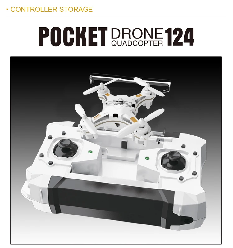 6. SBEGO_124_White_Pocket_Drone_One_Key_Switch_Controller_USB_Charger_Mini_RC_Quadcopter_RTF