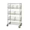 NSF & ISO approved Heavy Duty Chrome Mobile Wire 4 Shelf Shelving Unit with Castors Cart Rack