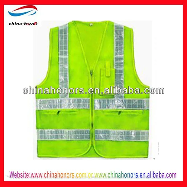 green mesh safety vest with pockets/high visibility safety vest with pocket