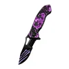 High quality stainless steel blade and purple aluminum handle folding knife