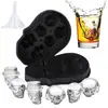 3D Skull shape Ice Mold, Easy Release and Fill Melt Slower halloween Silicone Ice Cube Tray For Whiskey,Cocktails With Funnel