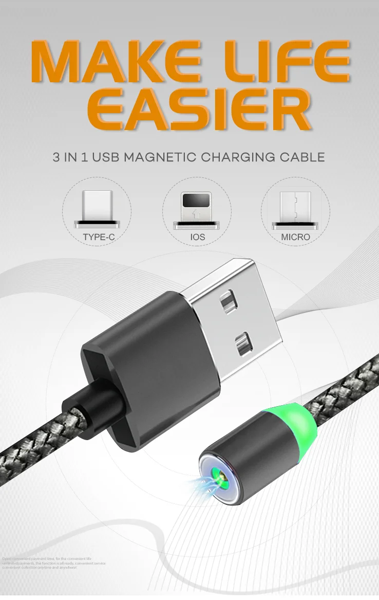 Fast Charging Cable Usb Phone Iphone Type-c Data Mobile Magnetic Chargers For Android - ANKUX.COM