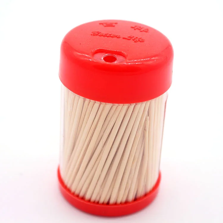Bamboo toothpicks plastic toothpick containers