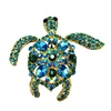 Women Lady Fashion Metal Rhinestone Crystal Brooch Pins Tortoise Turtles Blue Badges Brooch Beautiful Gift