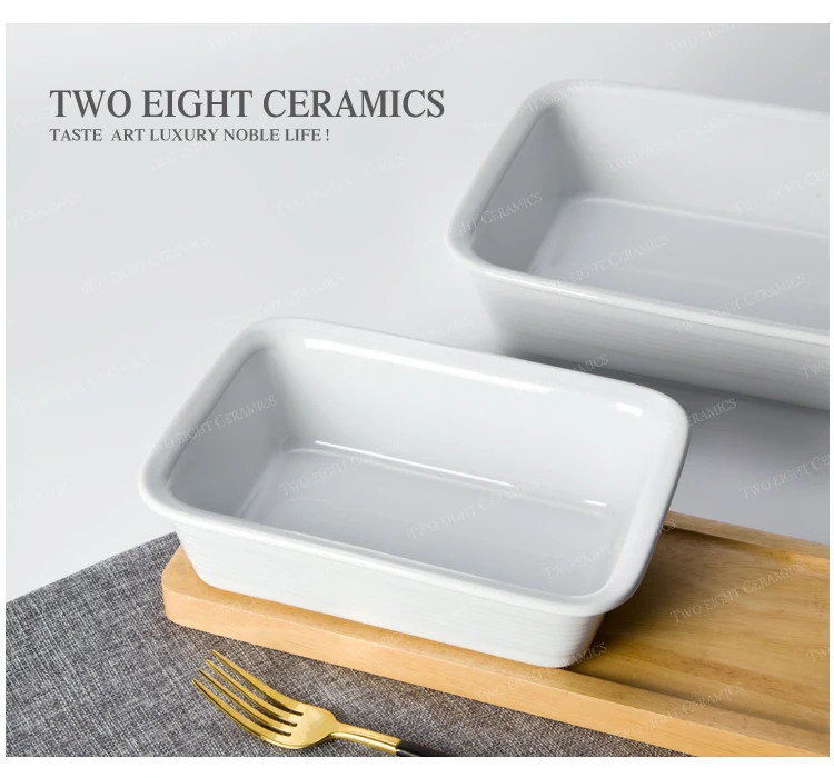 Restaurant white Rect Ceramic Plate New Design Rectangle Plain Ceramic Plate