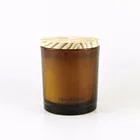high end amber glass candle jars with wooden lids glass